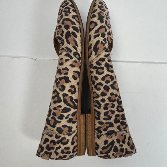 TOMS Jutti Leopard Print Calf Hair Pointed Toe Flats Shoes Womens 7 Tan Black - Picture 7 of 11